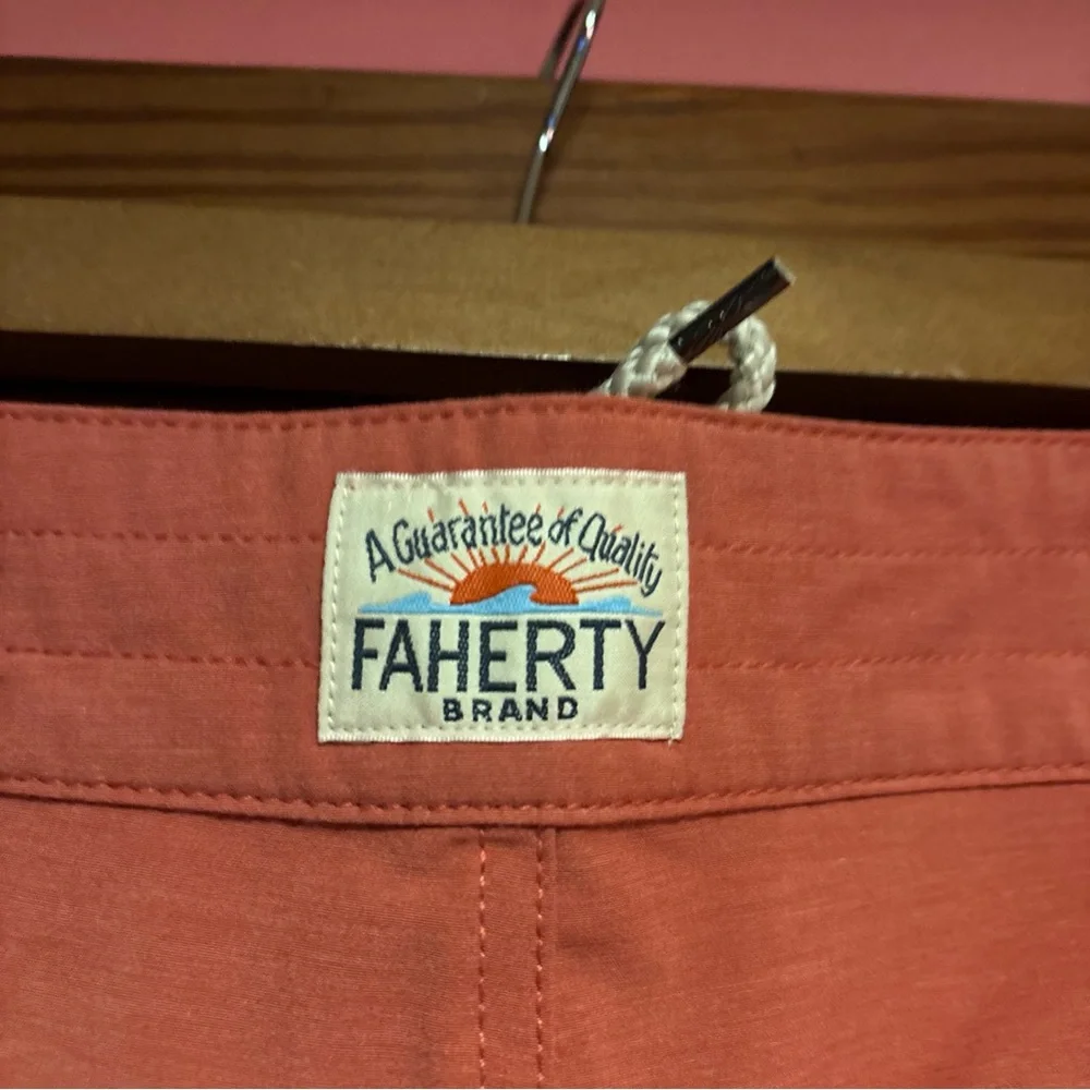 Faherty Surf Striped Boardshort 7” Venice Red New 38